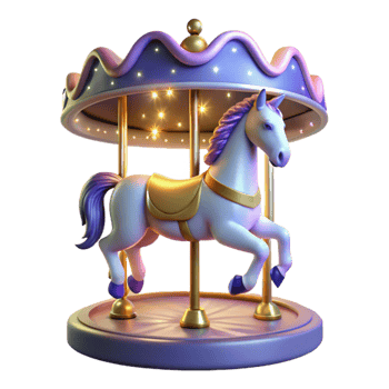 extraordinary vintage Whimsical Carousel Horse 3D Render original png