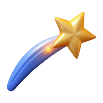 elegant rustic 3D Render Golden Star Shooting Star original png