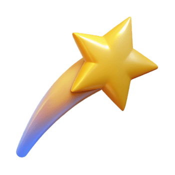 beautiful artistic Golden Shooting Star 3D Render high quality png