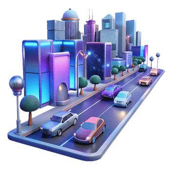 magnificent classic Neon Cityscape 3D Illustration professional png