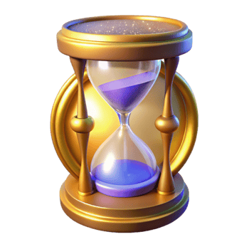 vibrant minimalist Golden Hourglass 3D Render original png