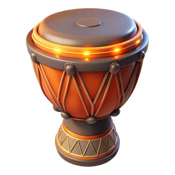 stunning vintage Luminous 3D Render of an Orange Djembe professional png