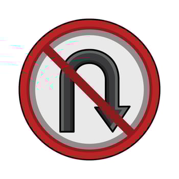 illustration of No U-Turn vector