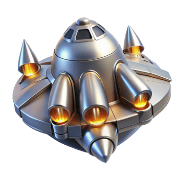 beautiful contemporary 3D Render of Futuristic Spaceship genuine png
