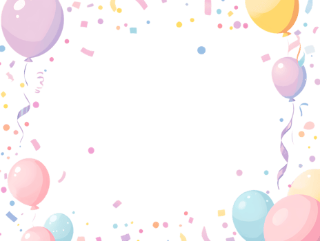 A black background with balloons and confetti png