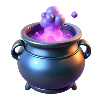 stunning abstract Cauldron 3D Render Purple Magic Potion detailed png