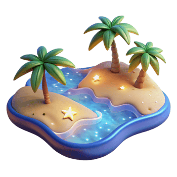 vibrant creative Tropical Island 3D Render premium png