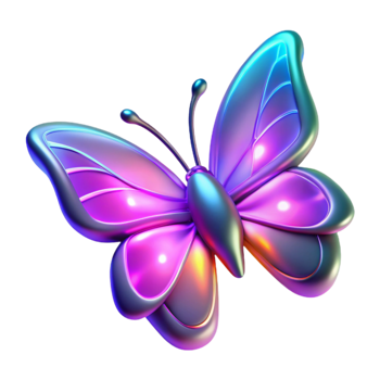 vibrant rustic Iridescent 3D Butterfly Graphic original png