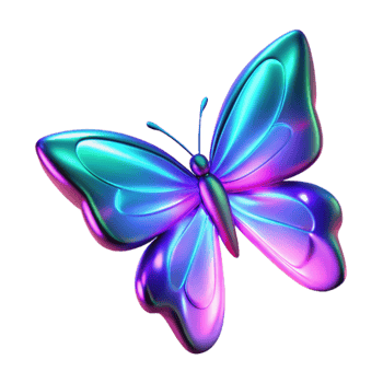 elegant rustic Iridescent 3D Butterfly Illustration 4K png