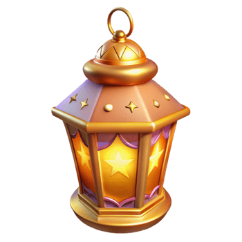 serene creative Golden Star Lantern 3D Render high quality png