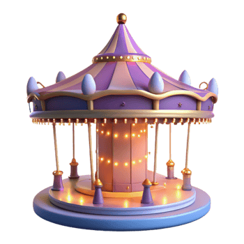 beautiful vintage Whimsical Purple Carousel 3D Render detailed png
