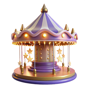 magnificent creative Purple and Gold Carousel 3D Render premium png
