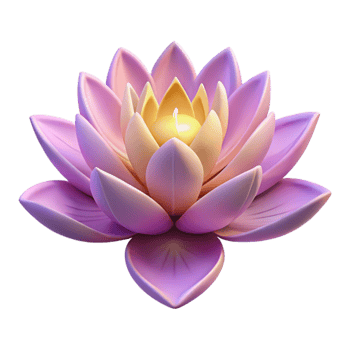vibrant modern 3D Lotus Flower with Candle Illustration premium png