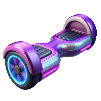 Purple and Blue Neon Hoverboard 3D Render png