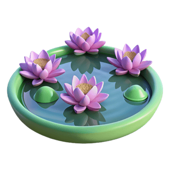 stunning abstract 3D Render Lotus Pond Illustration exclusive png