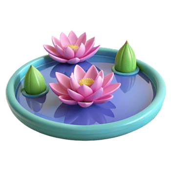 wonderful modern 3D Render Pink Lotus Flowers Water Lily Pond detailed png