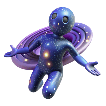 elegant vintage Cosmic Being 3D Render detailed png