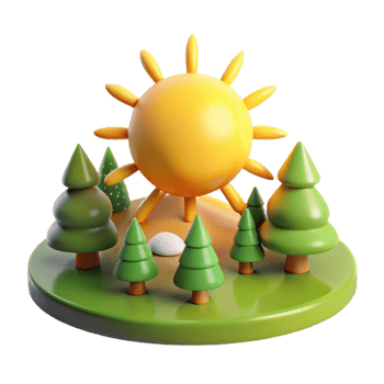 beautiful contemporary Sunny 3D Cartoon Forest Illustration genuine png