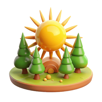 elegant creative Sunny 3D Cartoon Forest Illustration authentic png