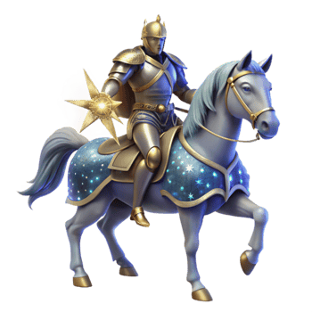serene vintage Knight and Starlit Steed 3D Illustration 4K png