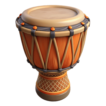 3D Render Orange Djembe Drum png