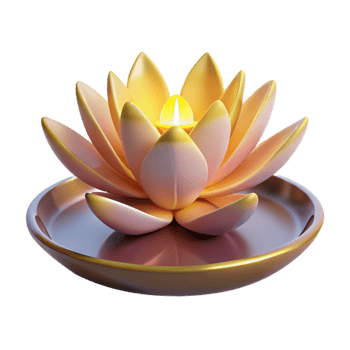 extraordinary contemporary 3D Render Lotus Candle, Peaceful Illumination high resolution png