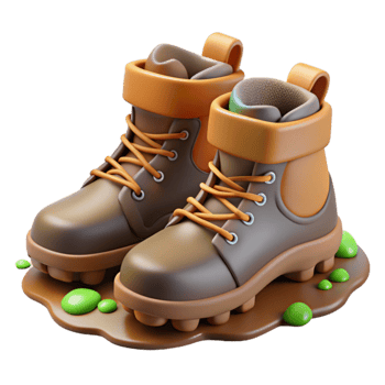 elegant modern Muddy Boots 3D Render genuine png