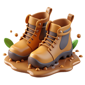 wonderful minimalist Muddy Boots 3D Render authentic png
