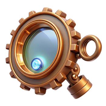 dramatic traditional Gear-Shaped 3D Render Steampunk Lens 4K png