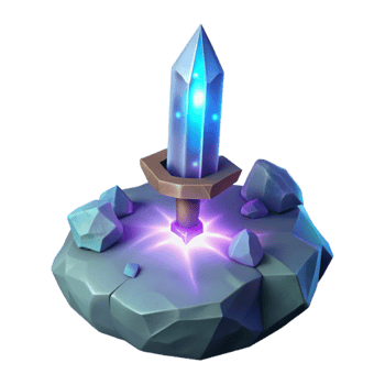 impressive classic Glowing Crystal Sword 3D Render original png