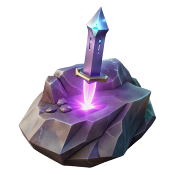 stunning minimalist Glowing Dagger in Rock 3D Render genuine png
