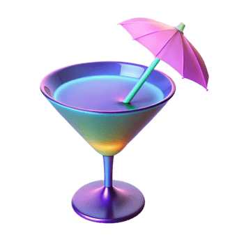 extraordinary creative Iridescent Cocktail 3D Render high quality png