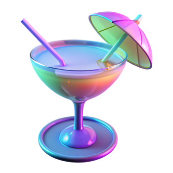 dramatic rustic Iridescent Cocktail 3D Render professional png