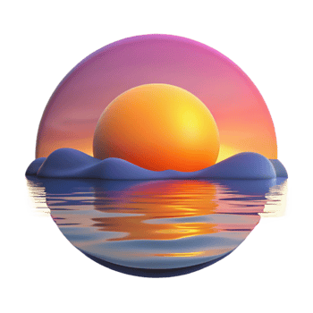 beautiful rustic Sunset Sphere 3D Illustration professional png