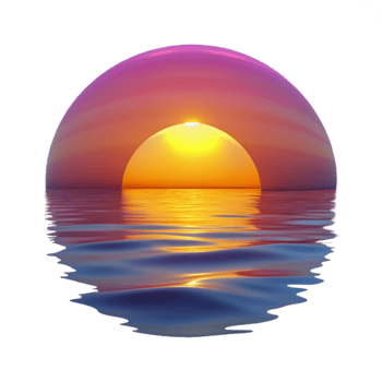 wonderful contemporary Sunset Ocean 3D Illustration premium png