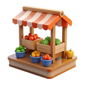 3D Render Fruit Stand Illustration png