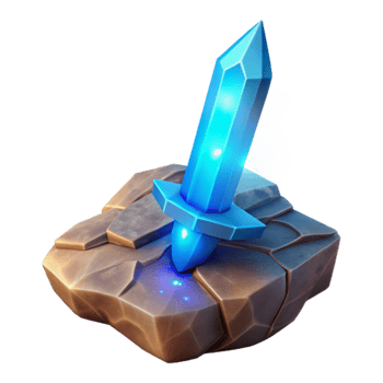 elegant contemporary Glowing Crystal Sword 3D Render exclusive png