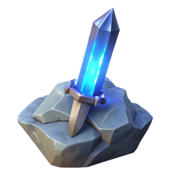 beautiful modern Glowing Crystal Sword 3D Render 4K png