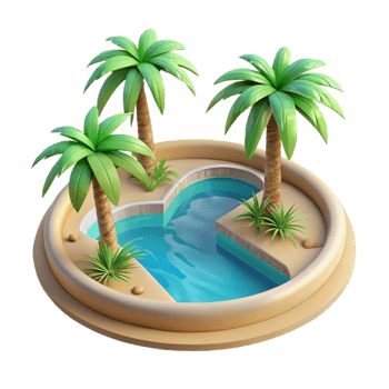 impressive creative 3D Render Oasis Pool Island detailed png