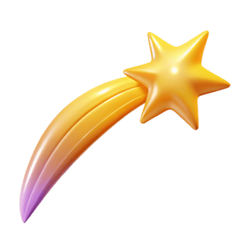 vibrant modern 3D Golden Star Trail Illustration premium png