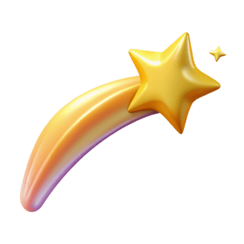 stunning modern Golden Star Trail 3D Render 4K png