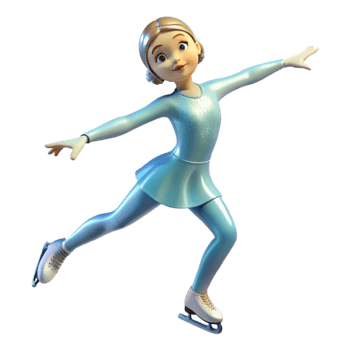 wonderful modern 3D Render Girl Figure Skating professional png