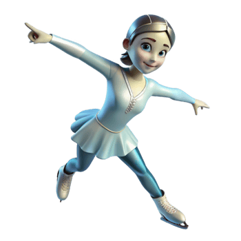 dramatic rustic 3D Cartoon Figure Skating Girl Illustration genuine png