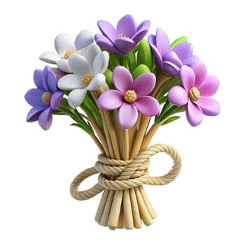 stunning modern 3D Render of a Colorful Flower Bouquet premium png
