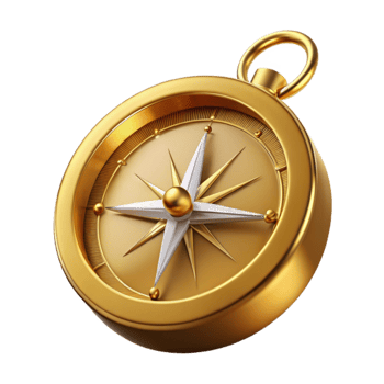 serene modern Golden Compass 3D Illustration original png