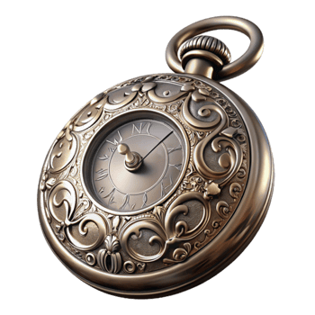 stunning minimalist Ornate Antique Pocket Watch 3D Render detailed png