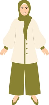 Girl Hijab Fashion Illustration on White Background. vector