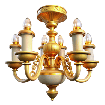 dramatic vintage Elegant Gold 3D Chandelier Model detailed png