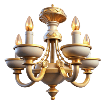 Elegant Gold and White 3D Chandelier png