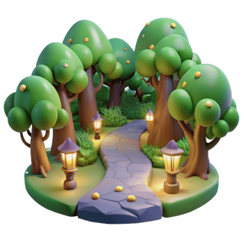 stunning contemporary Enchanted 3D Forest Path Illustration original png